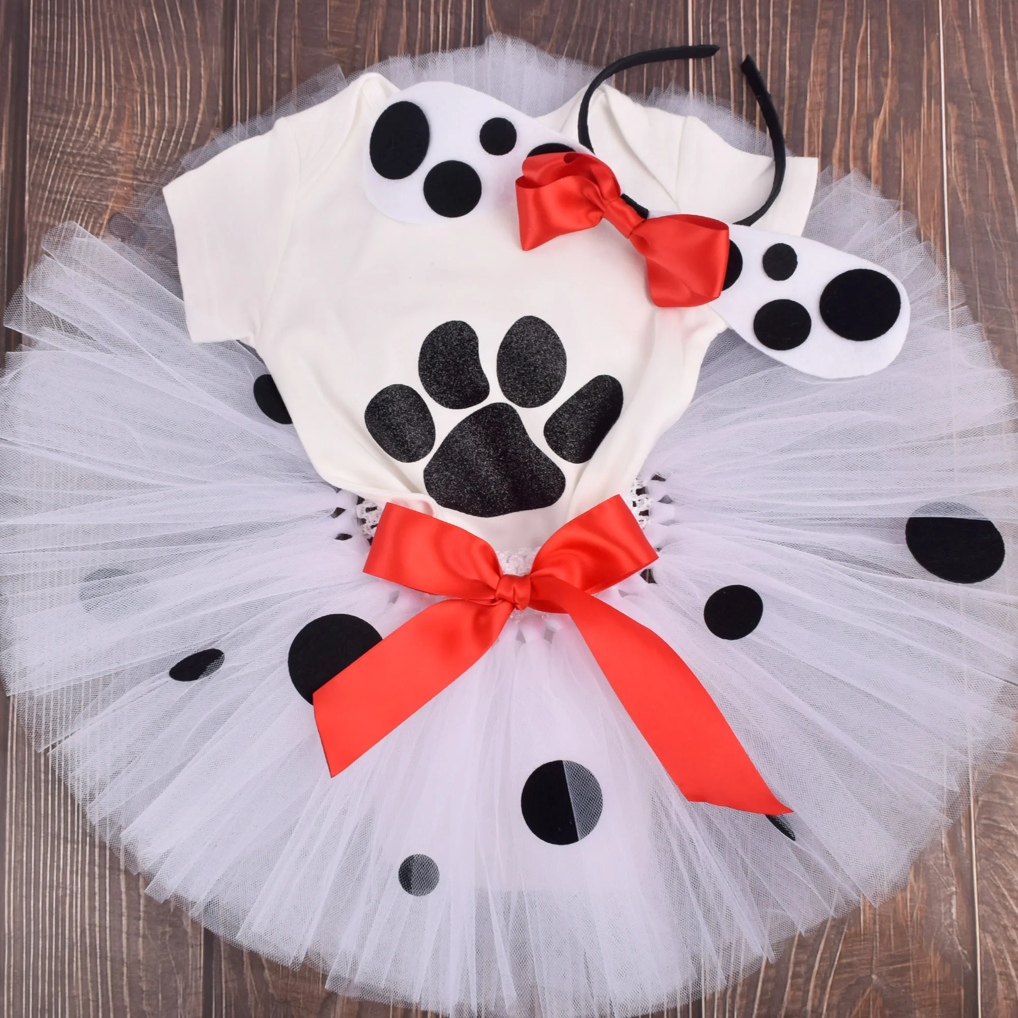 Baby Girls One Year Birthday Outfit Dalmatian Tutu outfits Infant Party Costume Baby Photo Props Clothes Set Cotton Bodysuit