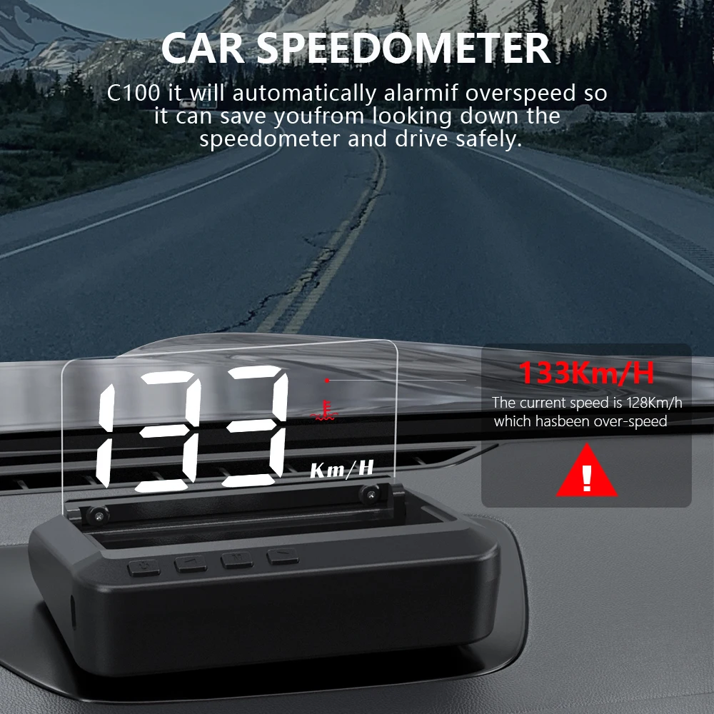 GEYIREN C100 OBD2 HUD Head Up Display Car Speedometer Fuel Consumption EOBD Projector Driving On-board Computer Auto Accessories