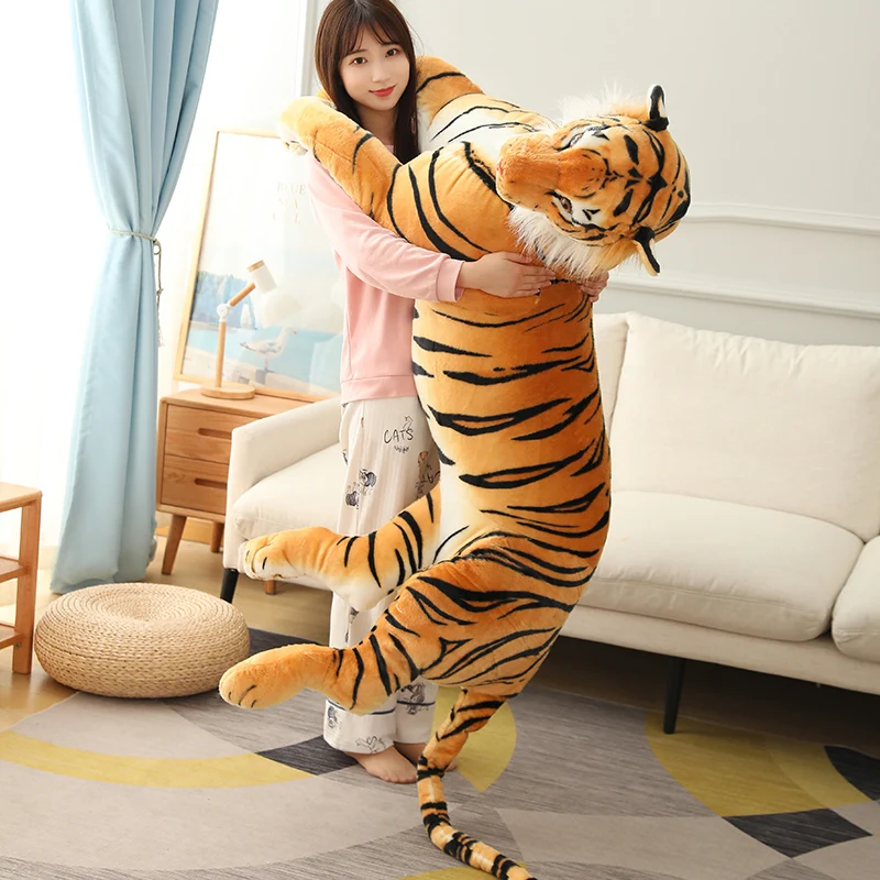 Realistic Modeling Big Animal Tiger Plush Toy Giant Soft Simulation Forest Animals Doll Boy Birthday Gift Deco 67inch 170cm