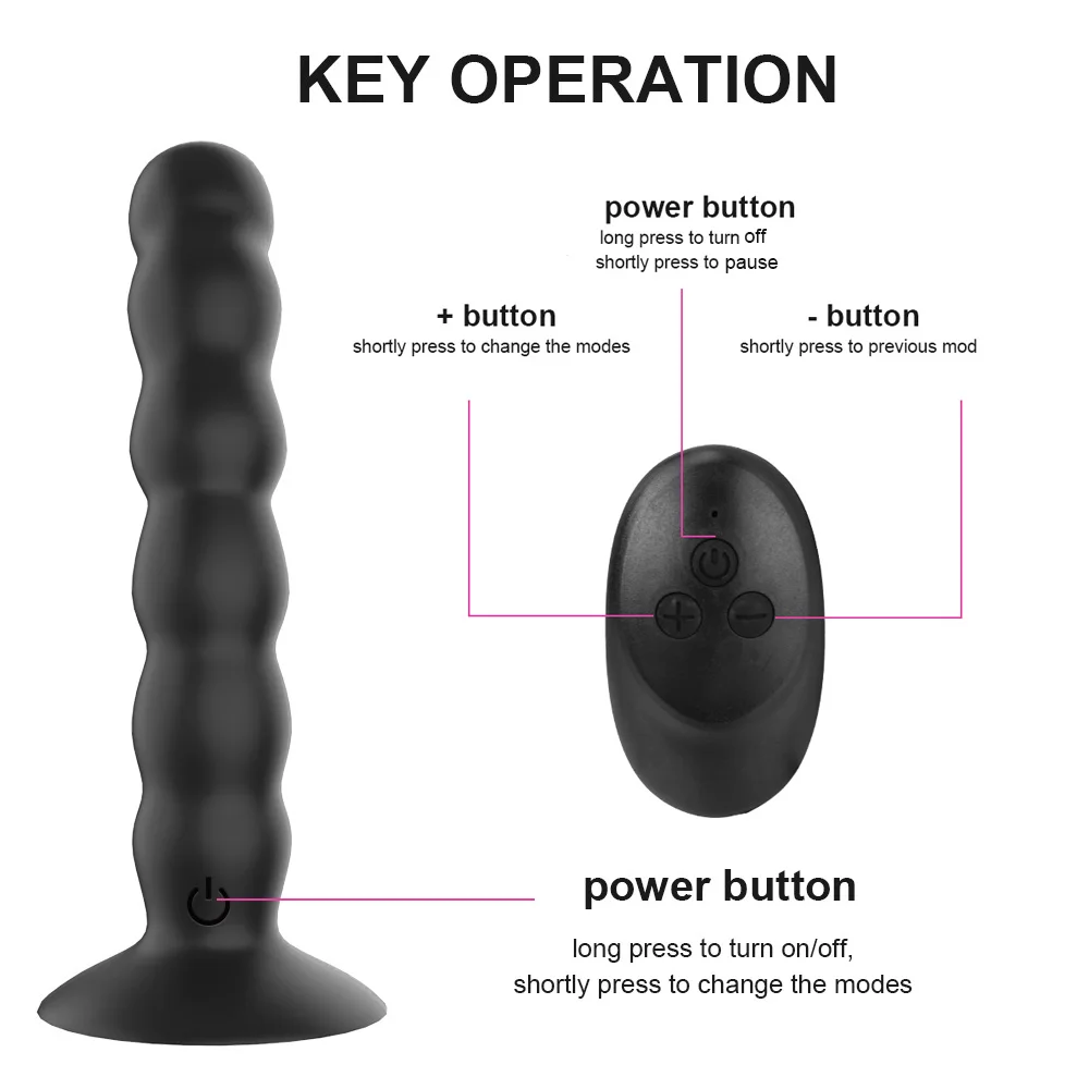 Anal Beads Strong Suction Cup 10 Modes Vibrator Sex Toys for Women Men Vagina Prostate Massage Wireless Remote Control Butt Plug