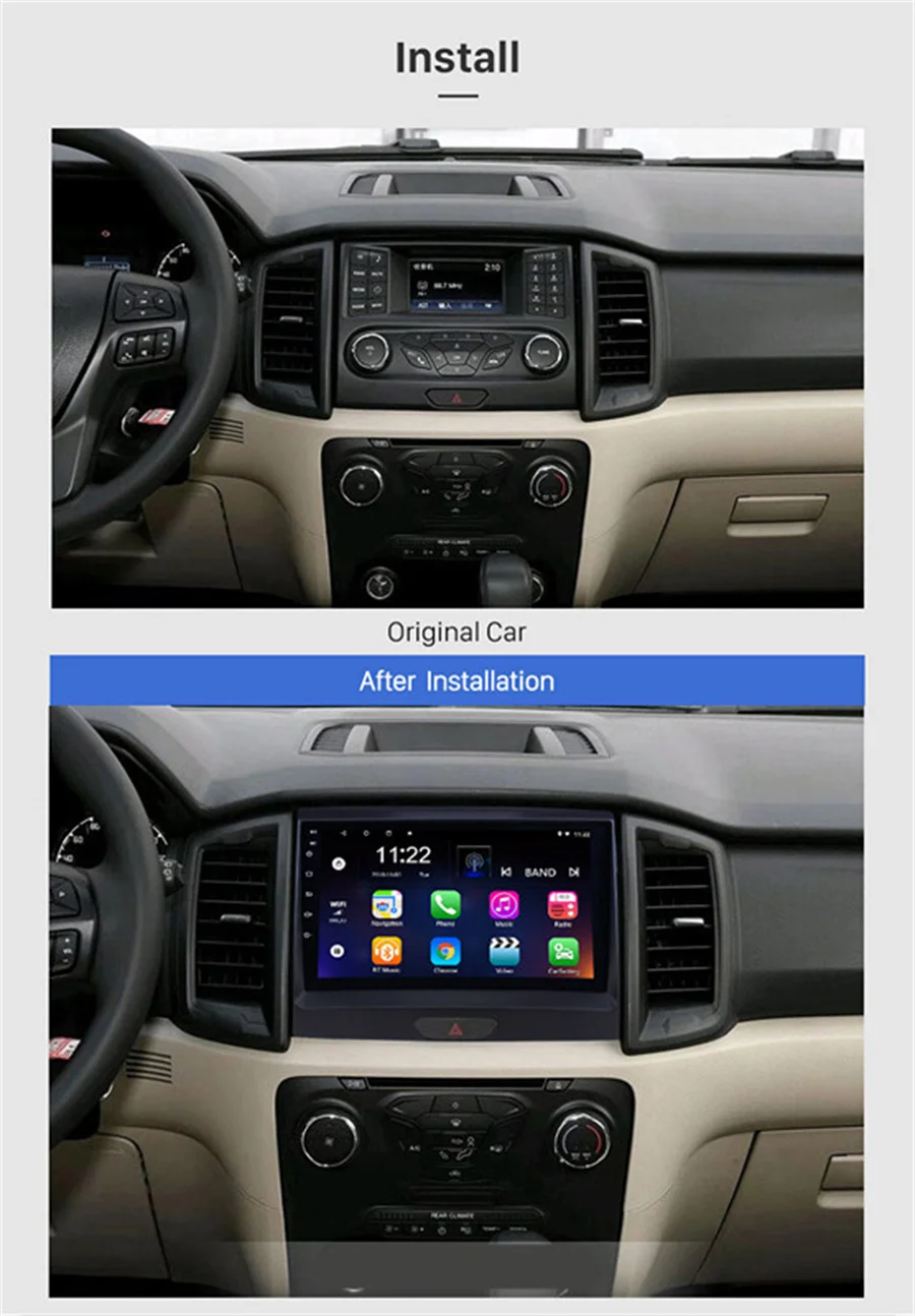 For Ford Ranger 2016-2019 Stereo Radio 9'' Android 10 Head Unit GPS FM Player