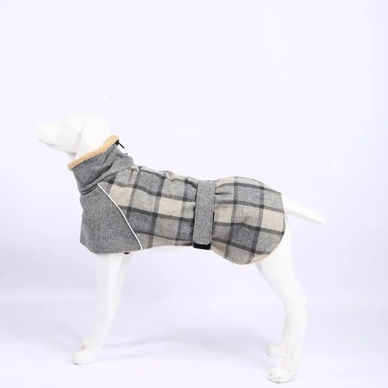 Plaid Wool Coat for Greyhound Greyhound, Reflective Cold-Proof Clothes, Suitable for Autumn and Winter