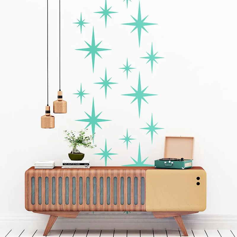 Retro Starburst Star Wall Sticker Baby Nursery Kids Room Starbursts Stars Wall Decal Camper Rv Bedroom Car Carbinet Vinyl Decor