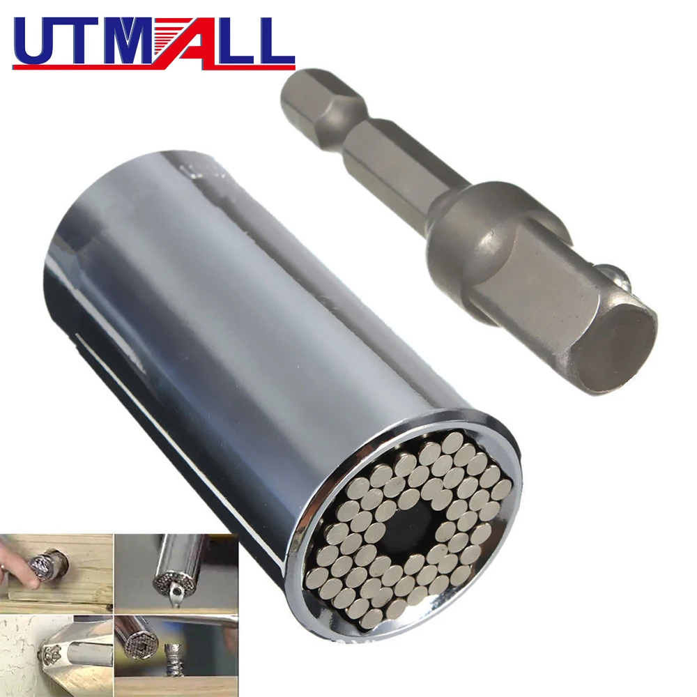 Universal Torque Wrench Head Set Socket Sleeve 7-19mm Power Drill Ratchet Bushing Spanner Magic Key Grip Hand Tools