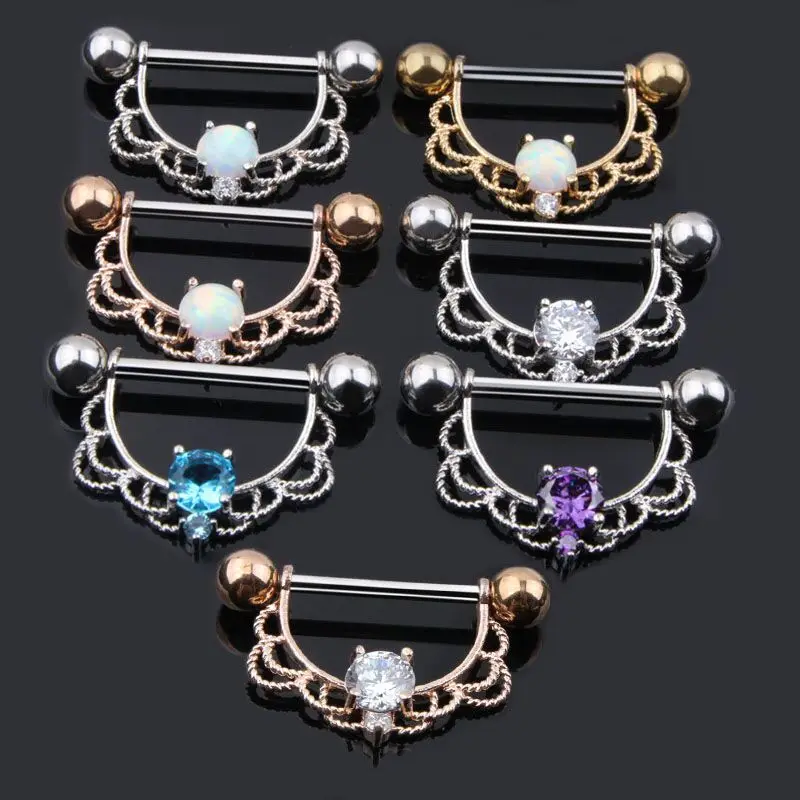 1pair Sexy Nipple Jewelry High Quality Zircon Nipple Rings Heart Barbell Nipple Ring Piercing Helix Piercing Body Shield Bar