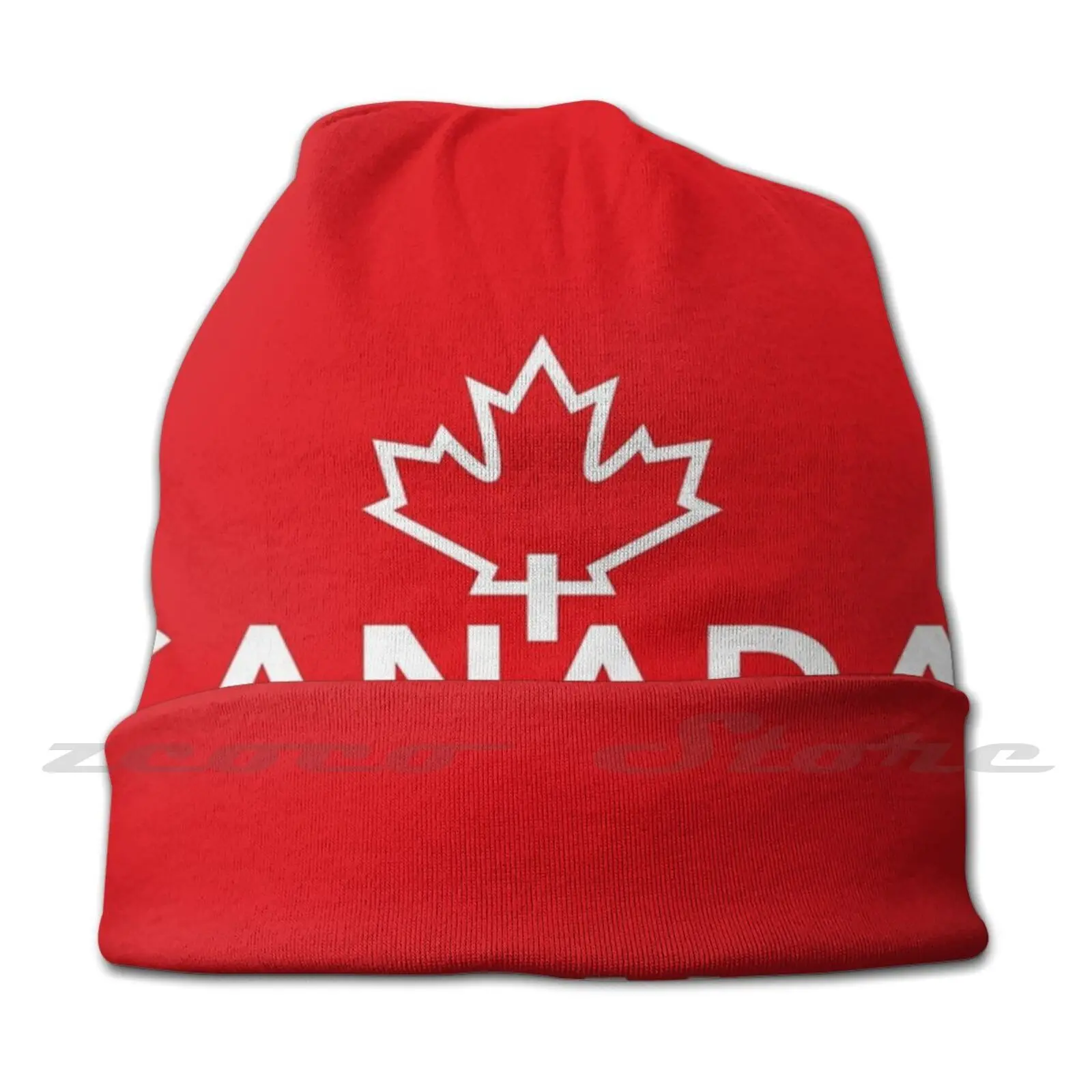 Canada With Maple Leaf Diy Pullover Cap Knit Hat Plus Size Keep Warm Elastic Soft Canada Canada Day Maple Leaf Red White