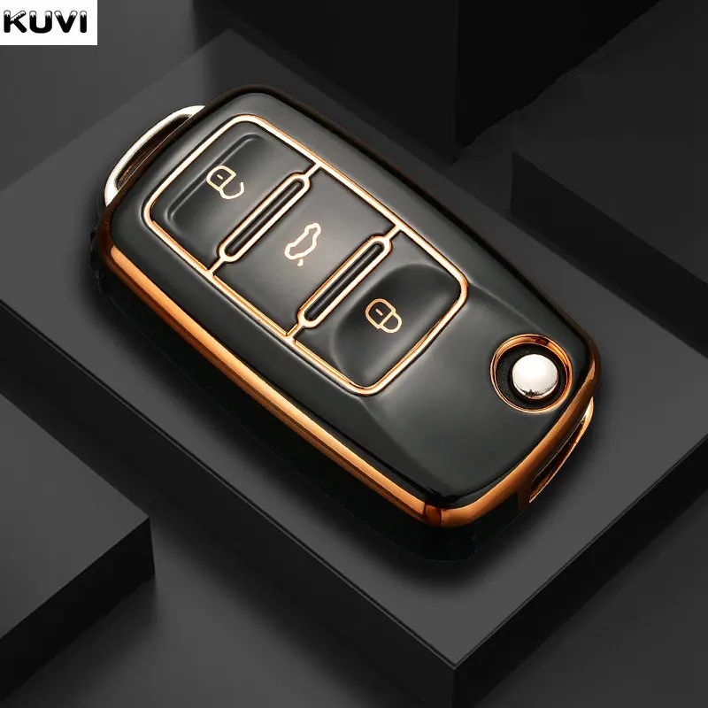 TPU Car Key Case Cover Holder Shell For VW Volkswagen Polo Golf Passat Beetle Caddy Tiguan Skoda Octavia Kodiaq Seat Leon Altea