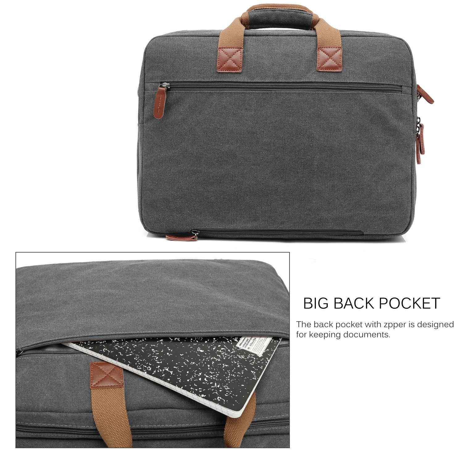 CoolBELL 15.6/17.3 Inch Laptop Bag Canvas/Nylon Briefcase Protective Messenger Bag Shoulder Bag Multi-functional Business Bag