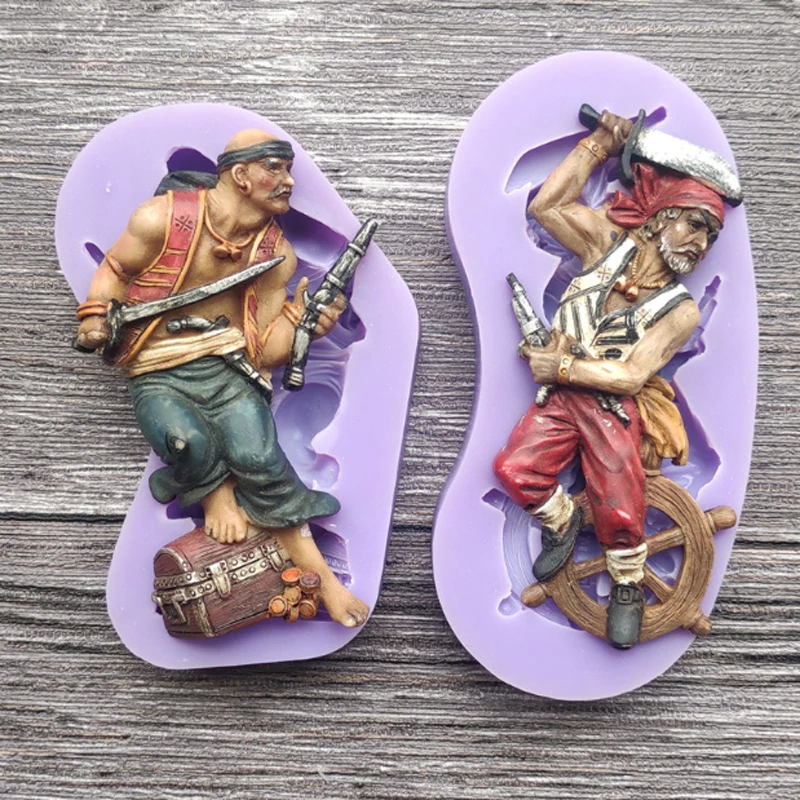 Pirate Silicone Mold Fondant Cake Decorating Mould Sugarcraft Chocolate Cookies Baking Tools Kitchenware For Cakes Gumpaste Form