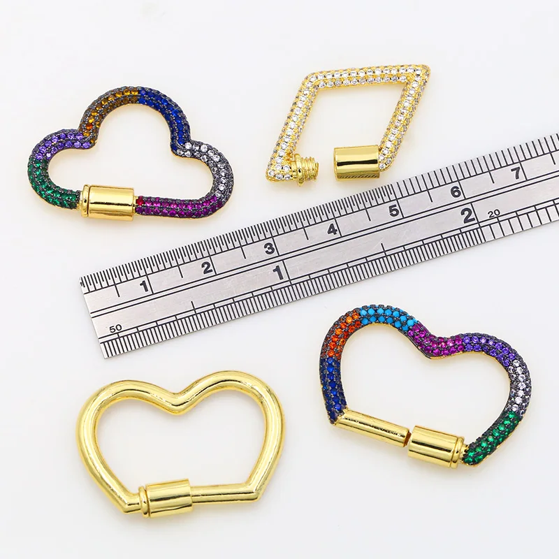 OCESRIO Rainbow DIY Pendant Carabiner Cloud  Screw Zircon Clasps Decoration Polished Necklace Jewelry Making Supplies cspa061