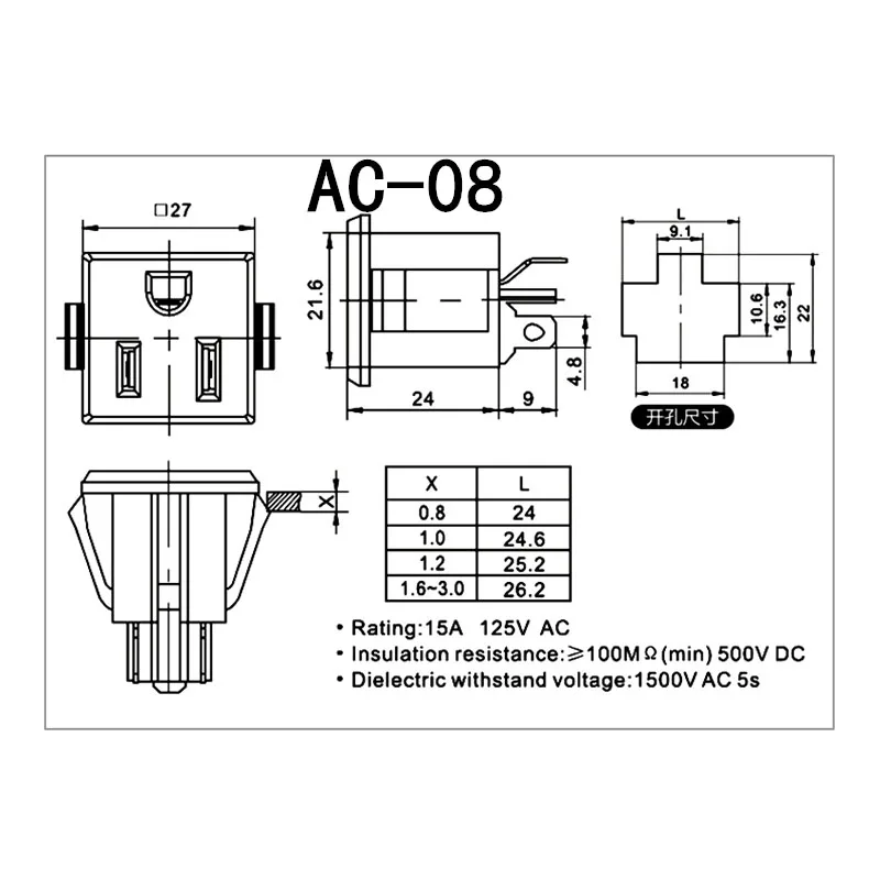 HOT NEW Power Plug Plug fittings 3 hole embedded card plug 3PIN