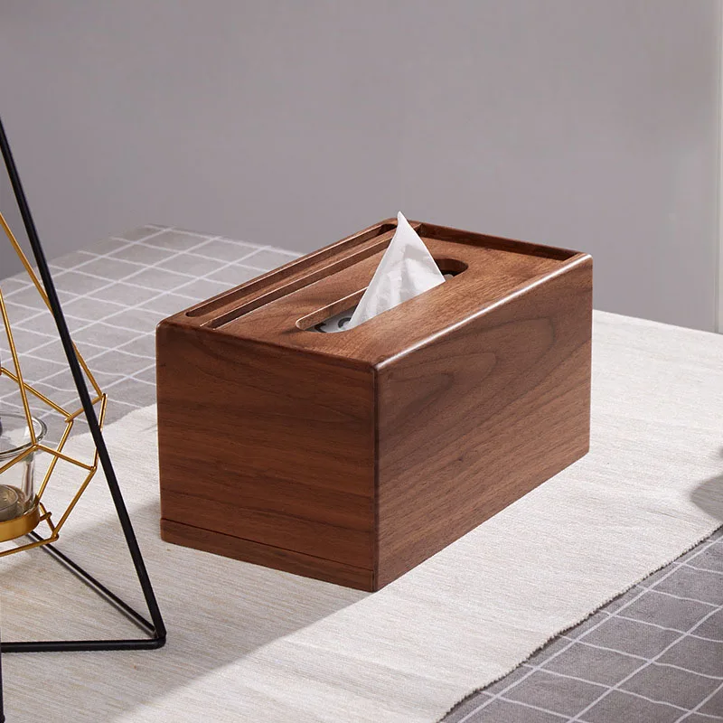 Amgo Walnut Tissue Box Table Napkin Dispenser Wood Paper Holder DecorativeHome Office Hotel