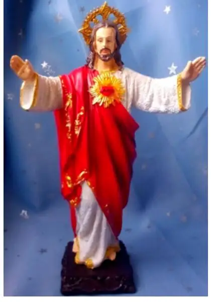 Colorful crafts statue of Immanuel Catholic Jesus prays Christians decorate sacred objects figures Sculpture statue