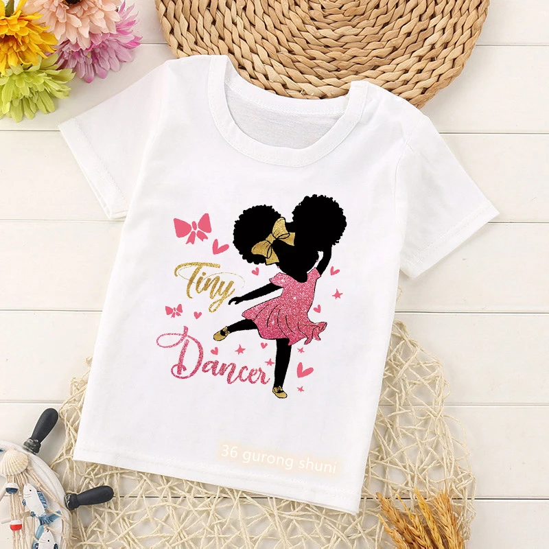 

T-shirts for girls African black pigment brown complexion dance black girl print girl clothes American black girls tshirt tops