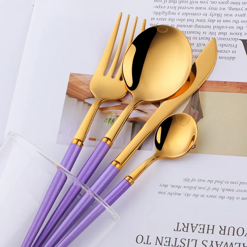 1pcs Luxury Black Flatware Stainless Steel Dinnerware Knife Fork And Spoon Set Western Tableware Gold Cutlery Food Set