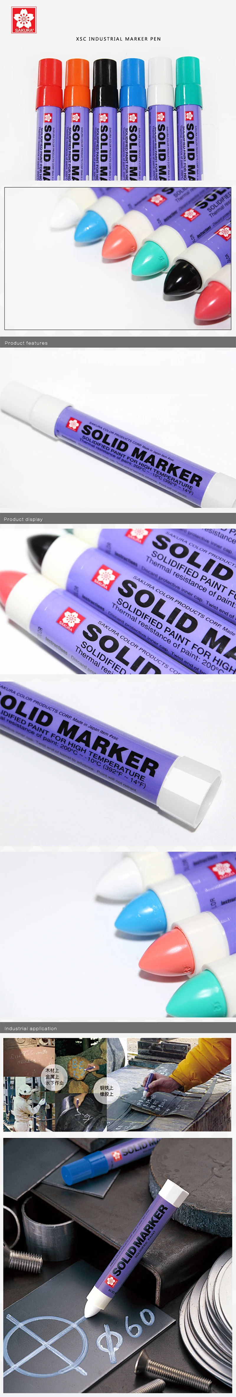 8 Stück Japan Sakura Solid Marker Industriestift XSC Trocken Schreibt auf Stahlplatten Wasser- und Öloberflächen Multifunktionsstift Permanent – Detail 1
