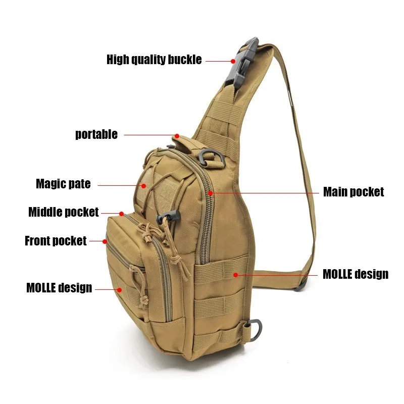 Tactical Shoulder Backpack Rover EDC Outdoor CCW Sling Bag Waterproof Hiking Camping Pack Concealed Range Bag Hunting Daypack