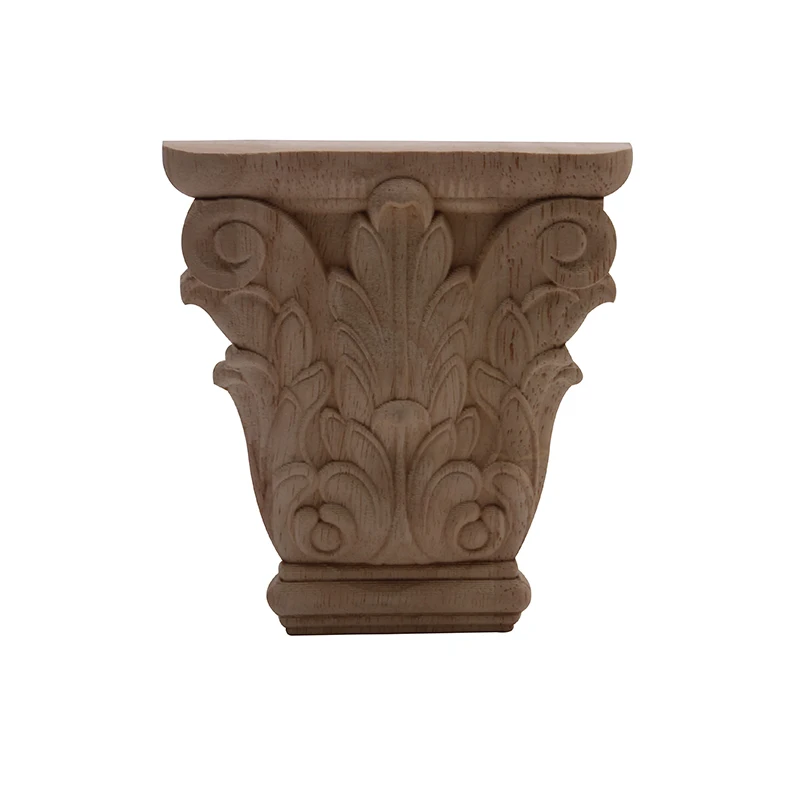 Wood Applique Stigma Wood Mouldings Carved European Long Leaves Wooden Furniture Pillars Accessories for Furniture Legs  Cabinet