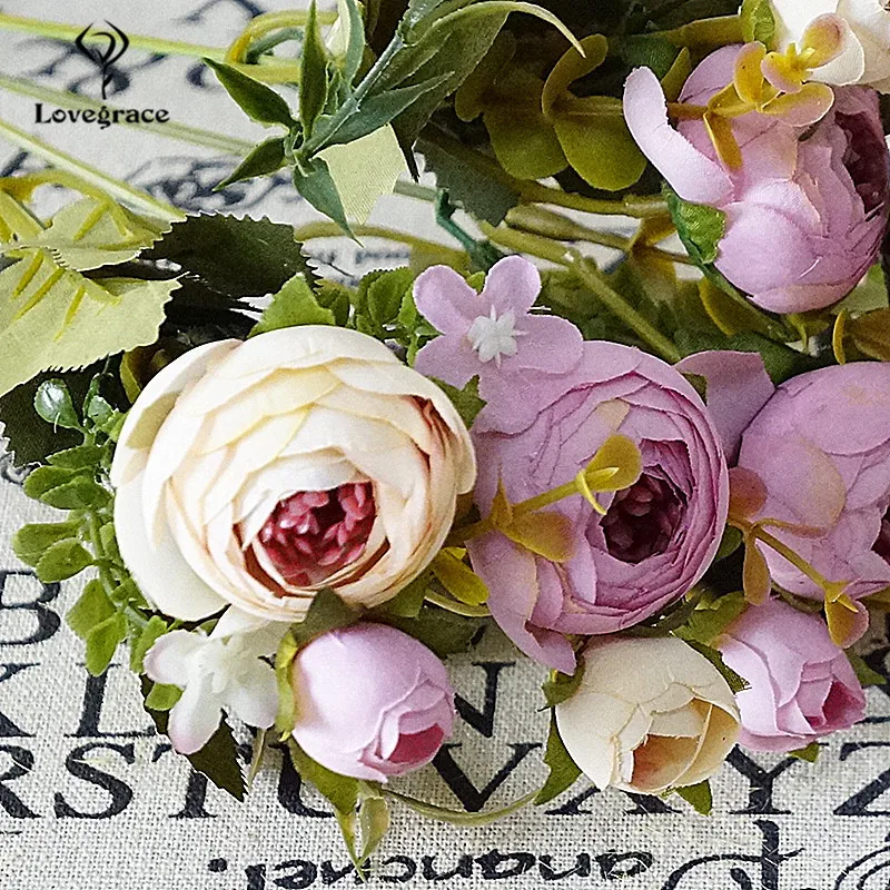 5 Takken Kunstmatige Rozen Bloemen Bos Romantische Diy Nep Zijden Bloemen Voor Bruiloft Tafel Party Thuis Vaas Decoratie Faux Bloemen