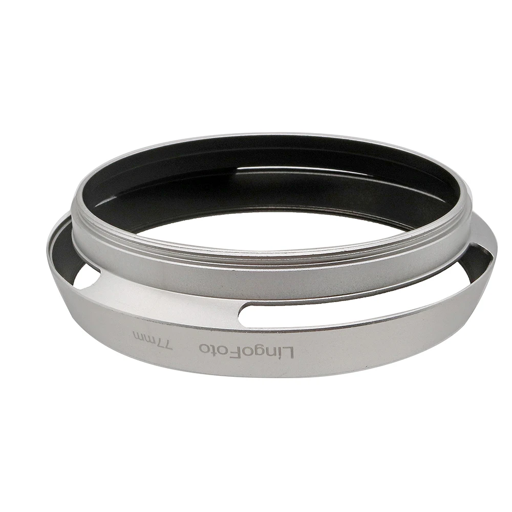 Vented Standaard Lens Hood Metalen Schroef-In Universele Zilveren 52/55/58/62/67/72/77/82Mm Camera Fotografie Accessoire