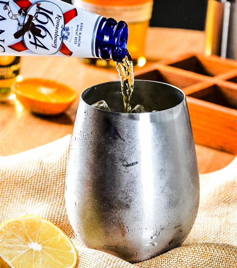 

304 Stainless Steel Milk Cold Drinking Whisky Beer Cup Creative Egg Shape Coffee Tea Mug Bar Cocktail Cups