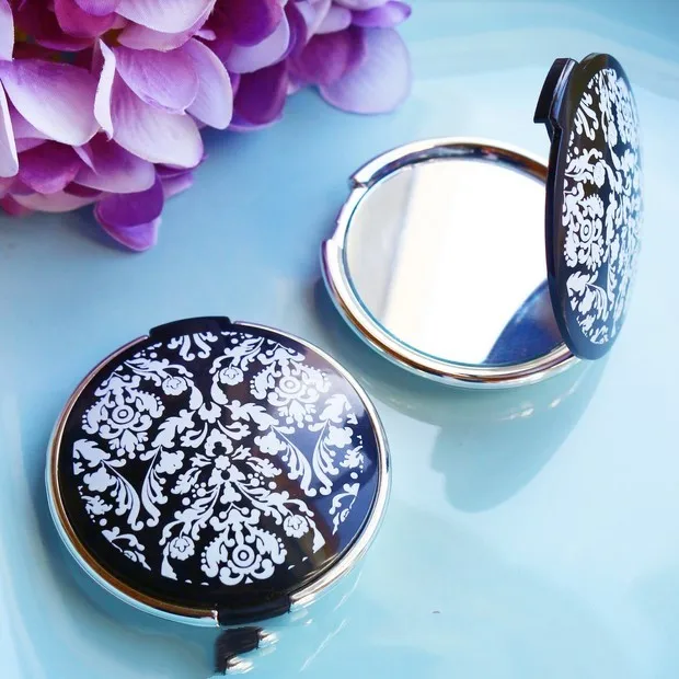 Free Shipping 30pcs/lot  Reflections Elegant Black-and-White Mirror Compact wedding favors