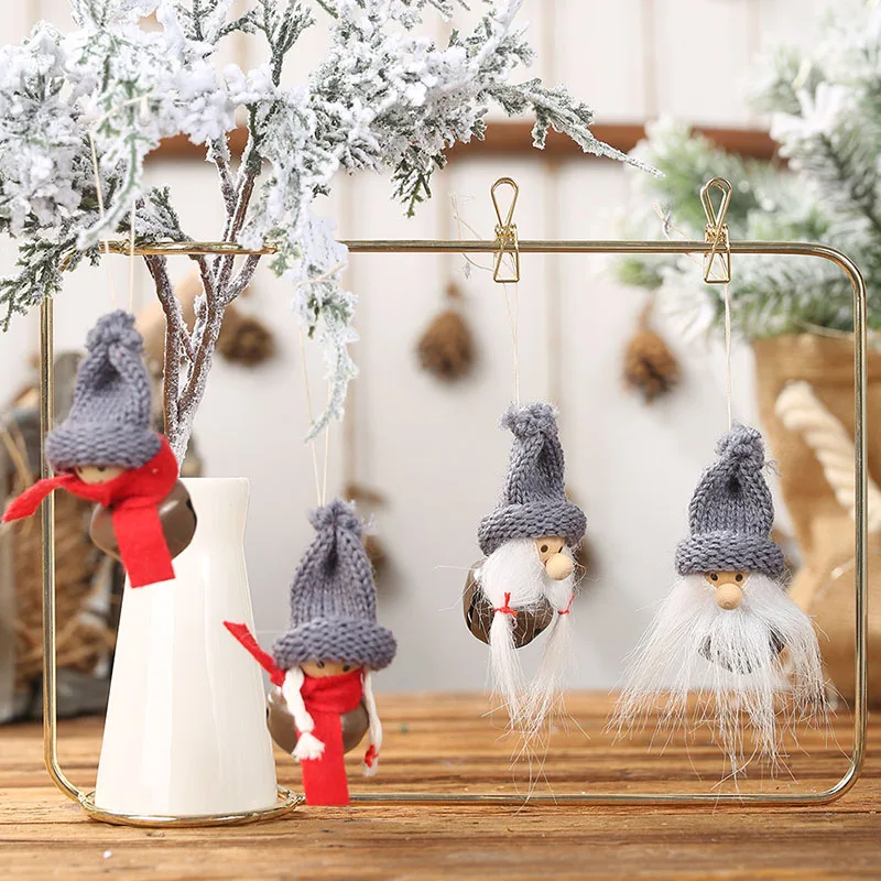 

Xmas New Year Home Decoration Mini Christmas Doll with Bell Pendants 2pcs Christmas tree Hanging Ornament Baubles for Holiday