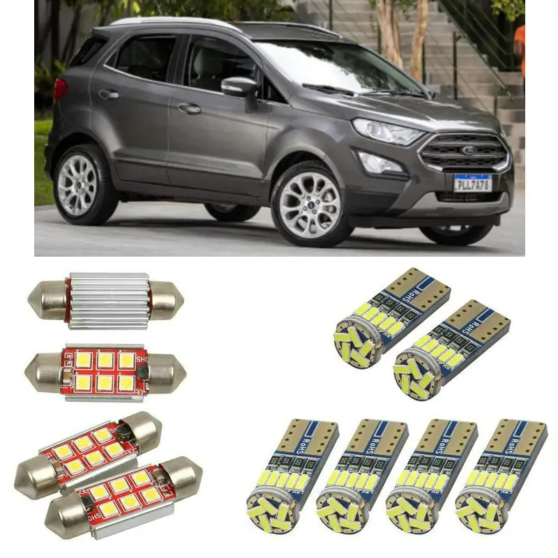 

Внутренний светодиодный автомобильный фонарь для Ford ecosport 2012, лампы для автомобильного номерного знака, фонарь 6 шт.