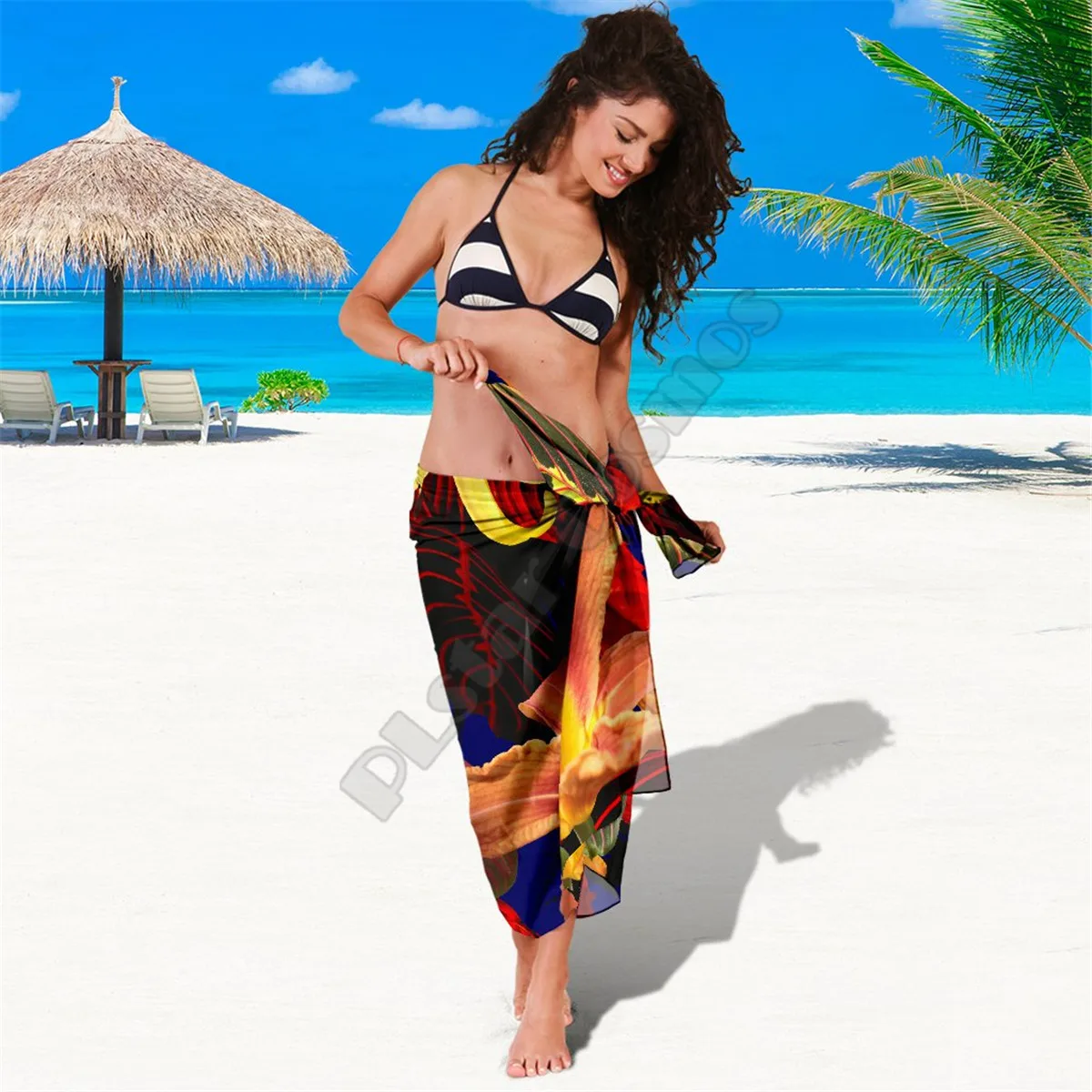 Colorful Flowers Sarong 3D printed Towel Summer Seaside resort Casual Bohemian style Beach Towel