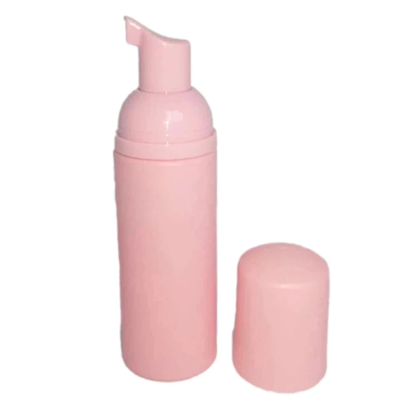 30pcs 2 OZ 60ml Pink Plastic Foam Bottles Empty Cosmetic Lashes Cleanser Shampoo Refillable With Rose Gold Silver Foam Pump