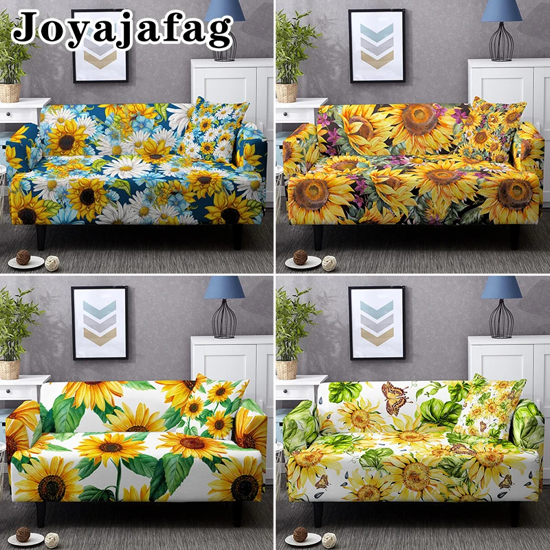 3D Digital Print Sunflowers Stretch Sofa Cover For Living Room 1/2/3/4 Seaters Elastic Couch Cover Hotel Office Decoration