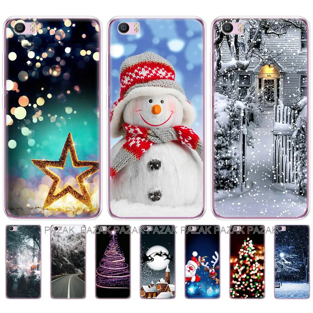 For Xiaomi Mi5s Mi 5s M5s Back Phone Cover For Xiaomi mi5s mi 5s m5 s Silicon Soft TPU Coque winter christmas snow tree new year