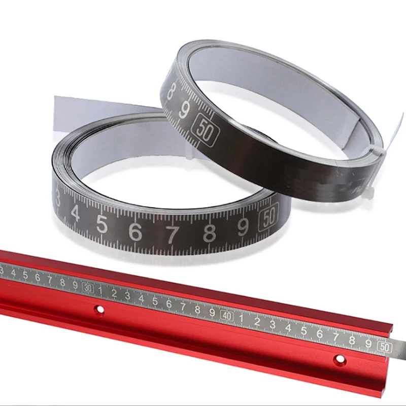 1/2/3M Self-adhesive Tapes Miter Saw Track Tape Measure Backing Metric Woodworking Stainless Steel Ruler Measurements