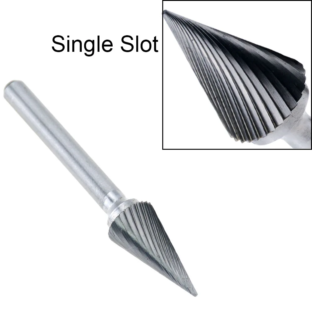 1PCS M-Type Tungsten Carbide Rotating Rake Single Slot Grinding Head Metal Woodworking Wood Carving Tool Milling Cutter