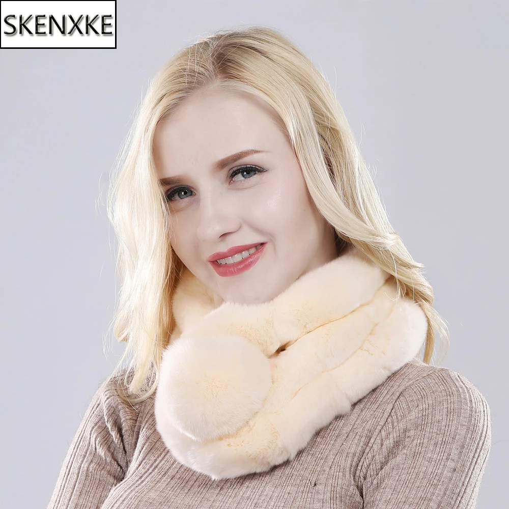 

Hot Sale Women Winter 100% Genuine Knit Rex Rabbit Fur Scarf Natural Warm Soft Lady Real Rex Rabbit Fur Scarves Wholesale Retail