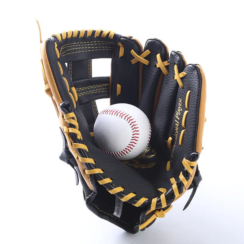 Genuine Leather Baseball Gloves for Men School Match Adults Youth Train Brown Baseball Glove Mitt Sports Equipment 11.5 