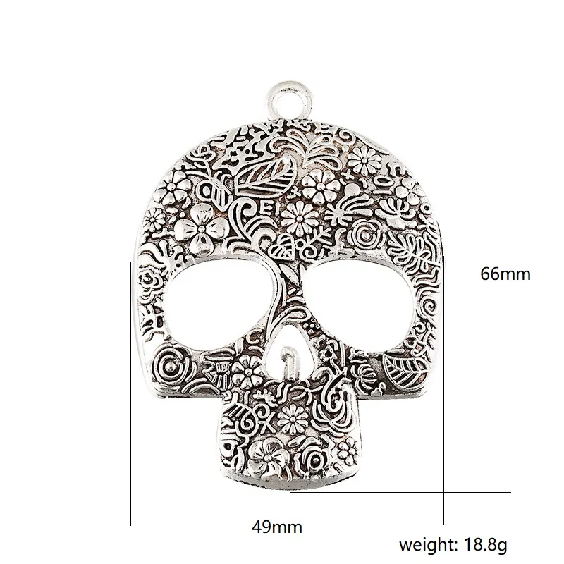 5 Pieces/Lot DIY 49mm*66mm Jewelry Material Pendant Exquisitely Carved Oversized Rose Skull Charm For DIY Pendant Jewelry Making