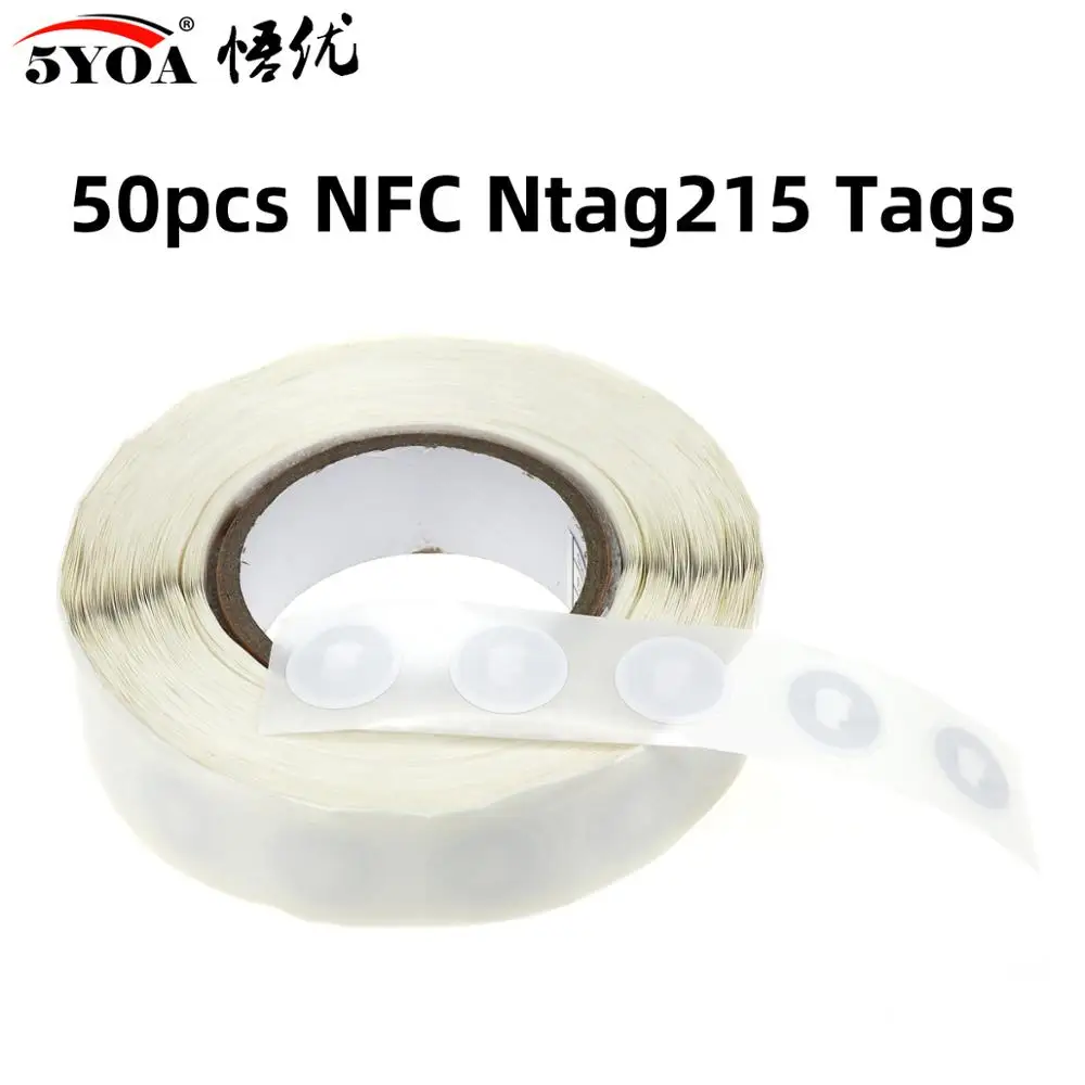 50 шт./лот NTAG215 NFC наклейки бирка для TagMo диаметр 25 мм этикетка Forum Type2 наклейка этикетка