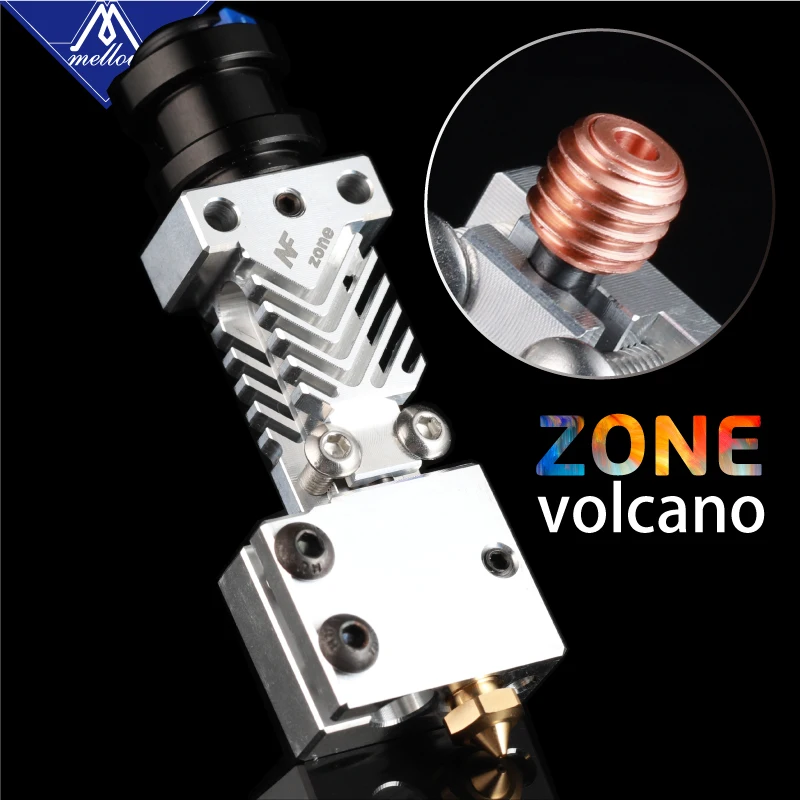 Mellow 3D Printer NF Zone-Volcano Heater Block Kit  V6 J-head Hotend with Cooling Fan For Bowden Extruder V6 Volcano Nozzle