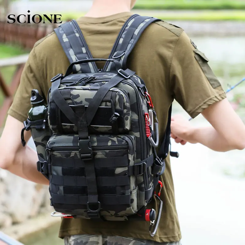 Fishing Backpack Camping Bag Outdoor Travel Bags For Men Tactical Molle Hiking Trekking Fishing Lure Boxes Storage Sports Bag