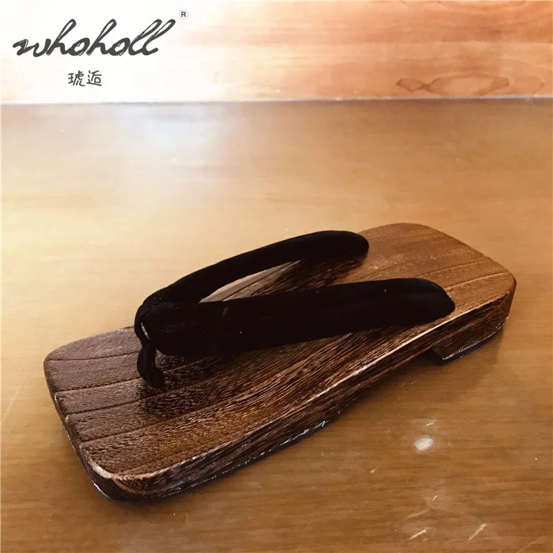 WHOHOLL Geta Summer Men‘s Slippers Flip-flops Wooden Slippers Japanese Geta Clogs Shoes Cosplay Costumes Shoes Slides