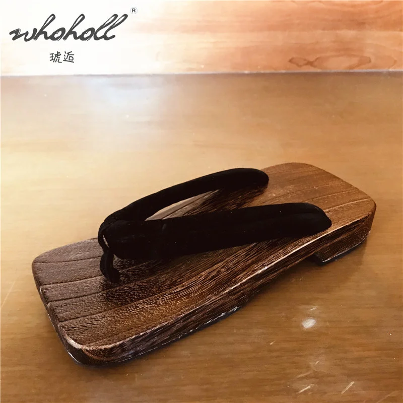 WHOHOLL Geta ฤดูร้อนชายรองเท้าแตะ Flip-Flops ไม้ญี่ปุ่น Geta Clogs รองเท้าชุดคอสเพลย์รองเท้าสไลด์