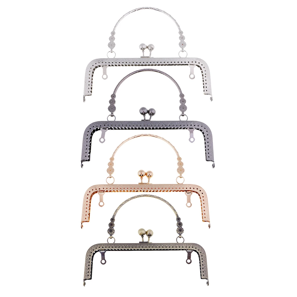 Metal Frame Clasp Handle Arch Lock Vintage Pattern DIY Purse Bag Accessories