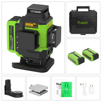 Huepar 16 Lines Green Beam 4D Cross Line Tiling Floor Laser Tools Osram Horizontal & Vertical with Lifting Base 2 Li-ion Battery