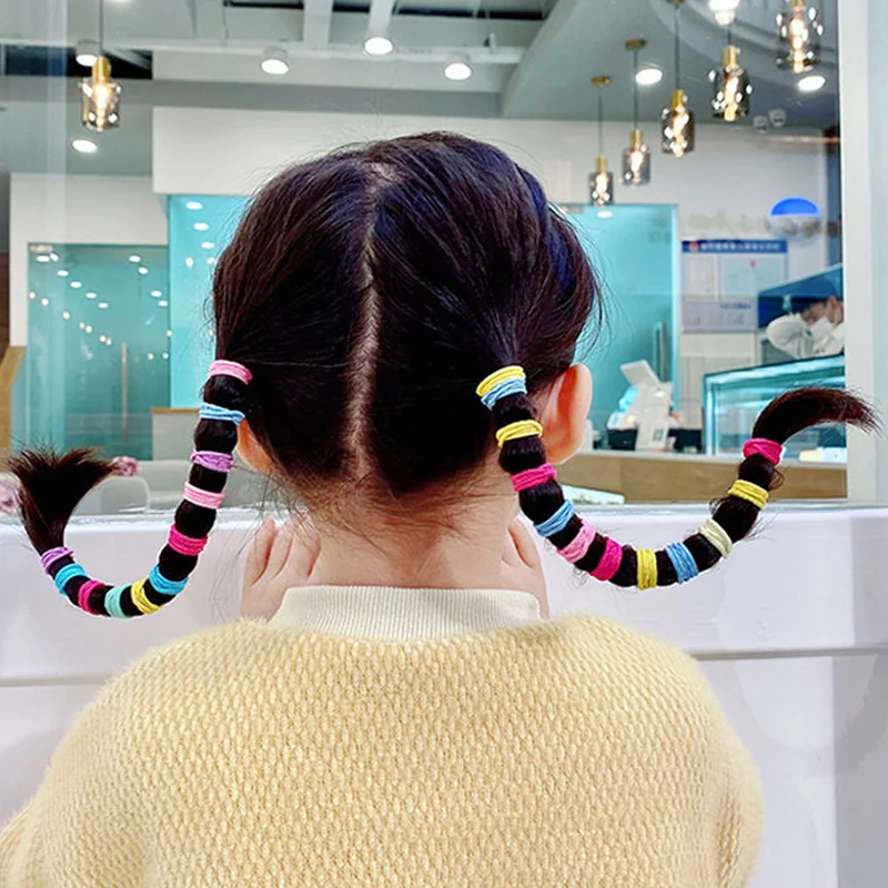 200/300/500 Pack High-quality Elastic Nylon Hair Bands For Girls Colorful Rubber Band Kids Hair Accessories Headdress