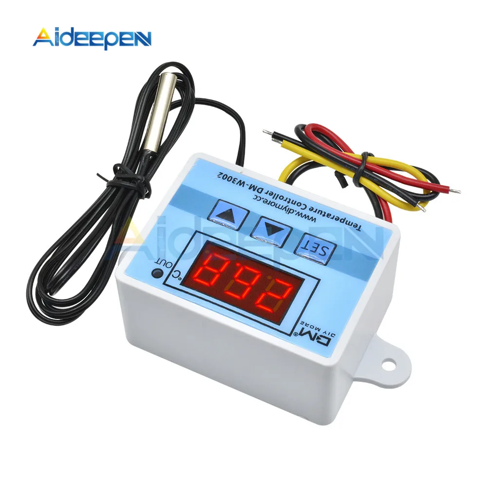 XH-W3002 DC 12V 10A Digital LED Temperature Controller 12V 24V 220V Heating Cooling Temperature Control Switch Probe LCD Display