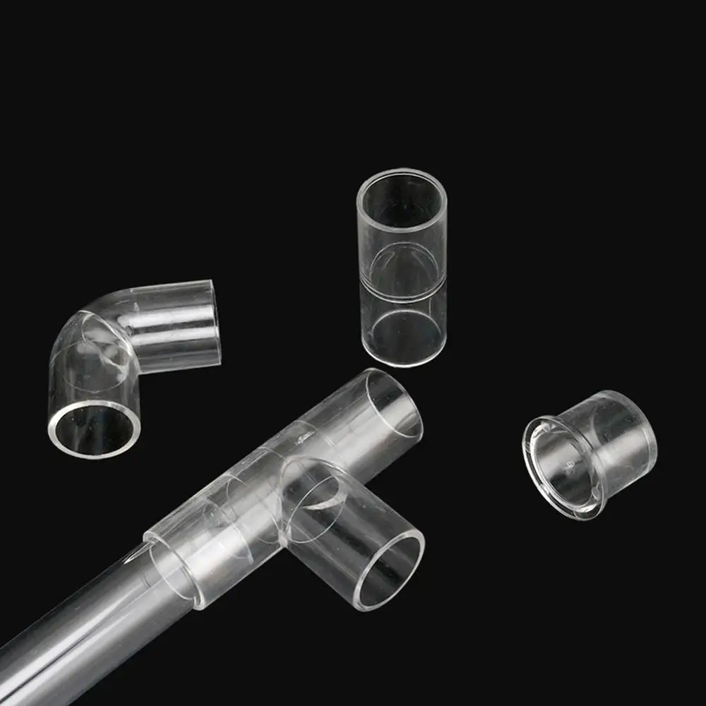 DN20 Acrylic Transparent Aquarium Tube Inner Diameter 20mm Tee Straight Elbow Connector End Cap Aquarium Fish Tank Accessories