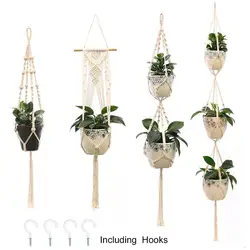 Gardening Macrame Plant shelves Hanging Basket Outdoor Hanger Rope Cotton Linen Flower pot Net  Courtyard Wall Hanging Decor
