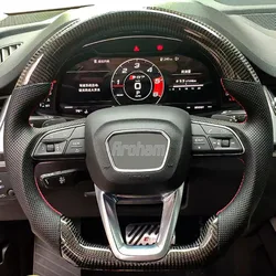 Flat Carbon Fiber Steering Wheel For Audi Q3 Q5 Q5L Q7 A4 Allroad Sporty Multifunction Steering Wheel 2017 2018 2019 2020 2021