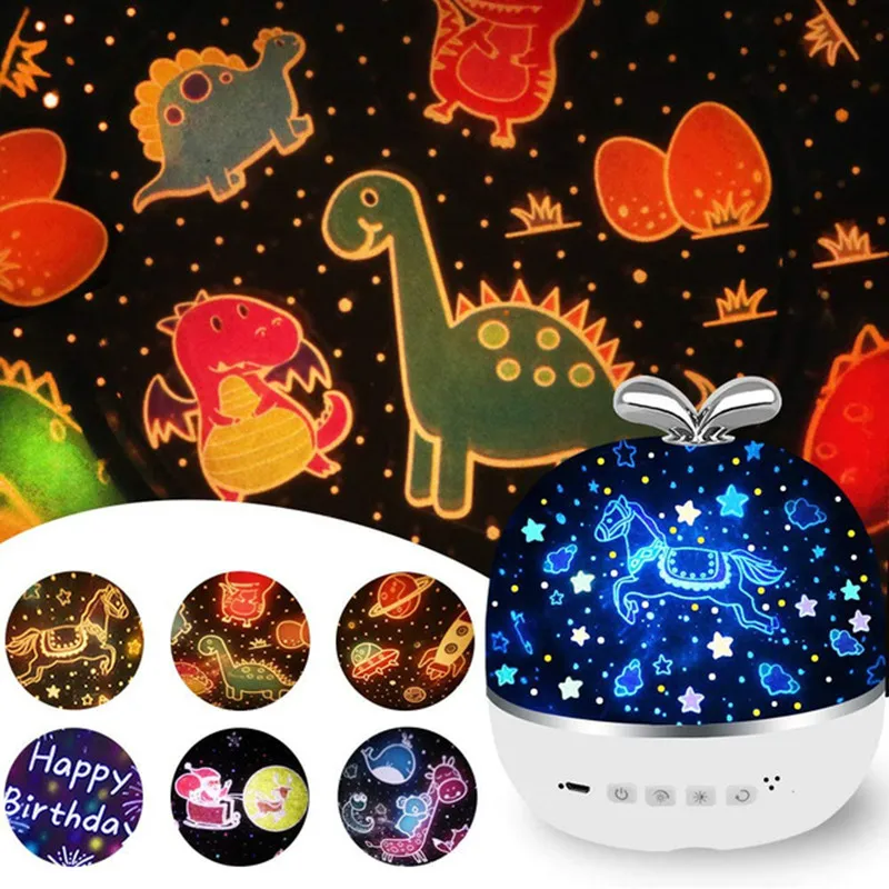 Colorful Projector Lamp and Night Light 2 in 1 Universe Starry Sky Rotate LED Lamp Flashing Star Kids Baby Gift USB Power